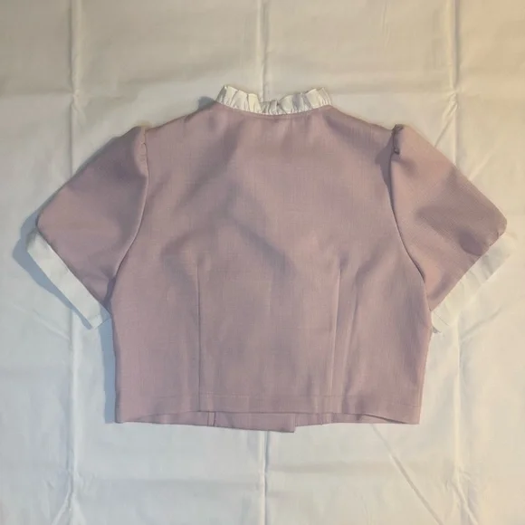 Vintage Coquette Cropped Blouse Dusty Rose Puff Sleeve - Picture 6 of 7